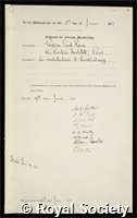 Roux, Pierre Paul Emile: certificate of election to the Royal Society
