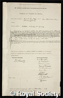 Biffen, Sir Rowland Harry: certificate of election to the Royal Society