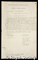 Cuthbertson, Clive: certificate of election to the Royal Society