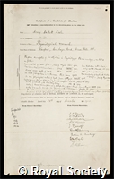 Dale, Sir Henry Hallett: certificate of election to the Royal Society