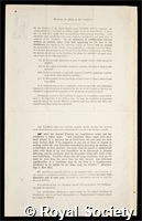 Havelock, Sir Thomas Henry: certificate of election to the Royal Society