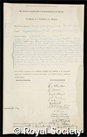 Smith, Samuel Walter Johnson: certificate of election to the Royal Society