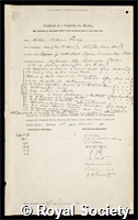 Conway, Arthur William: certificate of election to the Royal Society