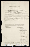 Doncaster, Leonard: certificate of election to the Royal Society