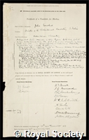 Evershed, John: certificate of election to the Royal Society