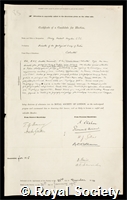 Hayden, Sir Henry Hubert: certificate of election to the Royal Society