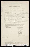 McLennan, Sir John Cunningham: certificate of election to the Royal Society