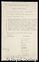 Myers, Charles Samuel: certificate of election to the Royal Society