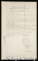 Simpson, Sir George Clarke: certificate of election to the Royal Society