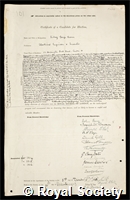 Brown, Sidney George: certificate of election to the Royal Society