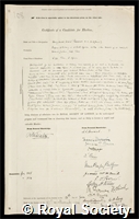 Pearson, Henry Harold Welch: certificate of election to the Royal Society