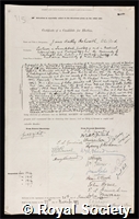 Ashworth, James Hartley: certificate of election to the Royal Society