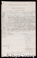 Bairstow, Sir Leonard: certificate of election to the Royal Society