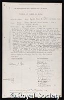 Dakin, Henry Drysdale: certificate of election to the Royal Society