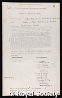 Eve, Arthur Stewart: certificate of election to the Royal Society