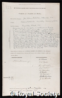 Nicholson, John William: certificate of election to the Royal Society
