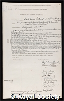 Pickard, Sir Robert Howson: certificate of election to the Royal Society