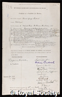 Shattock, Samuel George: certificate of election to the Royal Society