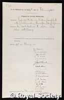 Campbell, William Wallace: certificate of election to the Royal Society