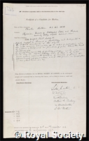 Bolton, Charles: certificate of election to the Royal Society
