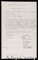Chapman, Thomas Algernon: certificate of election to the Royal Society