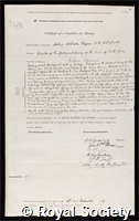 Rogers, Arthur William: certificate of election to the Royal Society