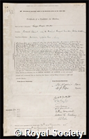 Barger, George: certificate of election to the Royal Society