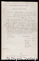 Chapman, Sydney: certificate of election to the Royal Society