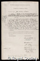 Evans, John William: certificate of election to the Royal Society