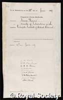 Flexner, Simon: certificate of election to the Royal Society