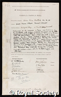 Chattock, Arthur Prince: certificate of election to the Royal Society