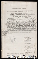 Hill, Sir Arthur William: certificate of election to the Royal Society