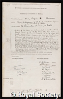 Plummer, Henry Crozier Keating: certificate of election to the Royal Society