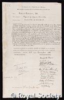 Robinson, Sir Robert: certificate of election to the Royal Society