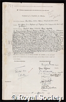 Stephens, John William Watson: certificate of election to the Royal Society