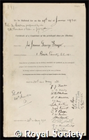 Frazer, Sir James George: certificate of election to the Royal Society