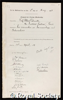 Calmette, Leon Charles Albert: certificate of election to the Royal Society