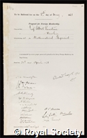 Einstein, Albert: certificate of election to the Royal Society