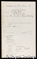 Haller, Albin: certificate of election to the Royal Society