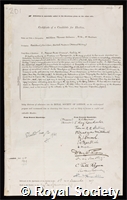 Calman, William Thomas: certificate of election to the Royal Society