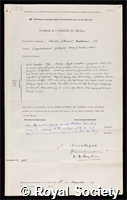 Middlemiss, Charles Stewart: certificate of election to the Royal Society