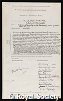Orton, Kennedy Joseph Previte: certificate of election to the Royal Society