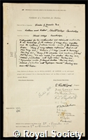 Darwin, Sir Charles Galton: certificate of election to the Royal Society