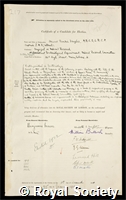 Douglas, Stewart Ranken: certificate of election to the Royal Society