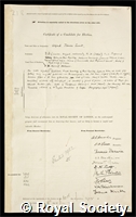 Ewart, Alfred James: certificate of election to the Royal Society