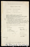 Lanchester, Frederick William: certificate of election to the Royal Society
