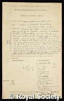 Watson, David Meredith Seares: certificate of election to the Royal Society