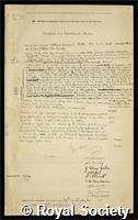 Balls, William Lawrence: certificate of election to the Royal Society