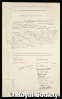 Leiper, Robert Thomson: certificate of election to the Royal Society