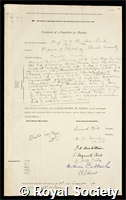 Macleod, John James Rickard: certificate of election to the Royal Society